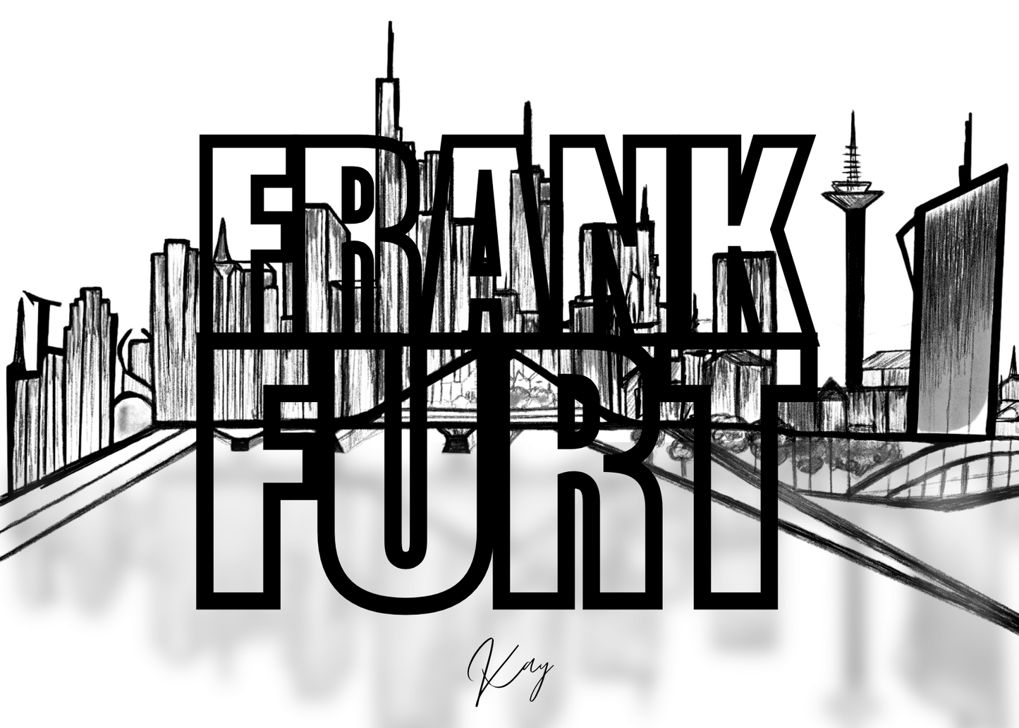 Postcard Frankfurt City Skyline D3