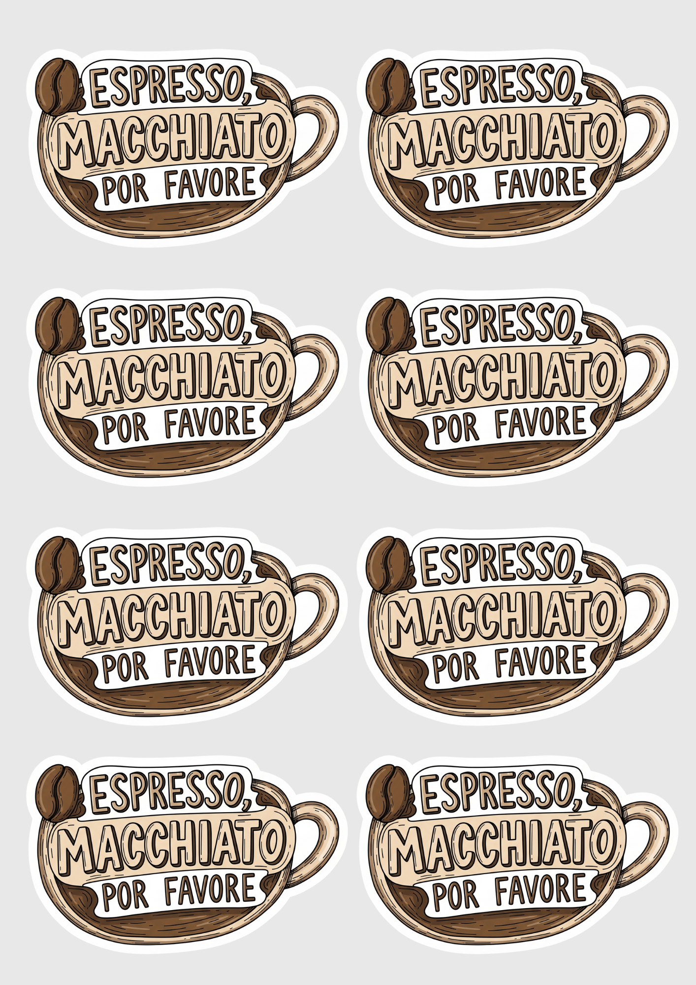 Espresso, Macchiato Stickerbogen
