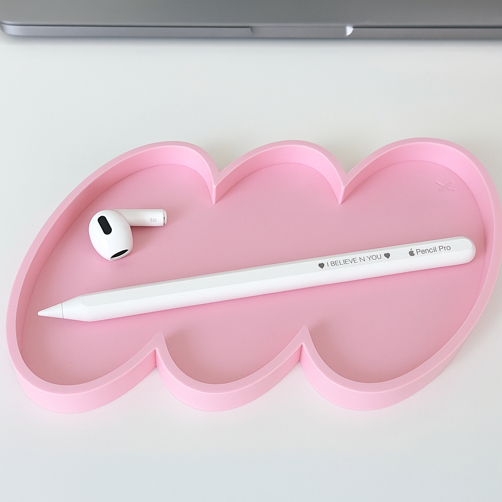 3D Printed Scribble Desk Organizer, Pink Aesthetic Tray by Kay Labs
