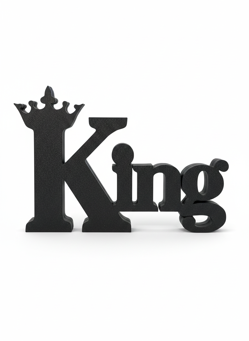 Frameless 3D Printed “King” Photo Frame with Crown – Multi-Color Desk Display Gift
