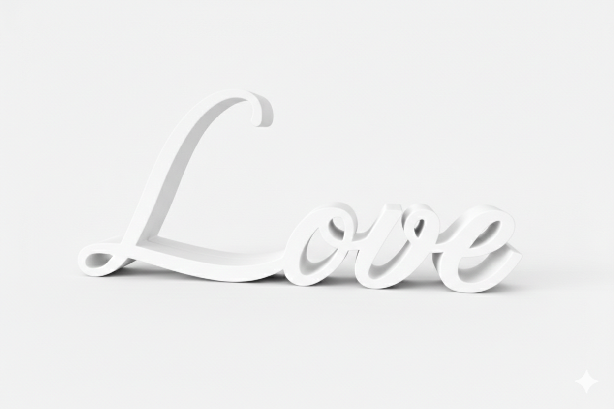 3D Printed Marble Love Sign - Frameless Minimalist Photo Frame & Home Decor