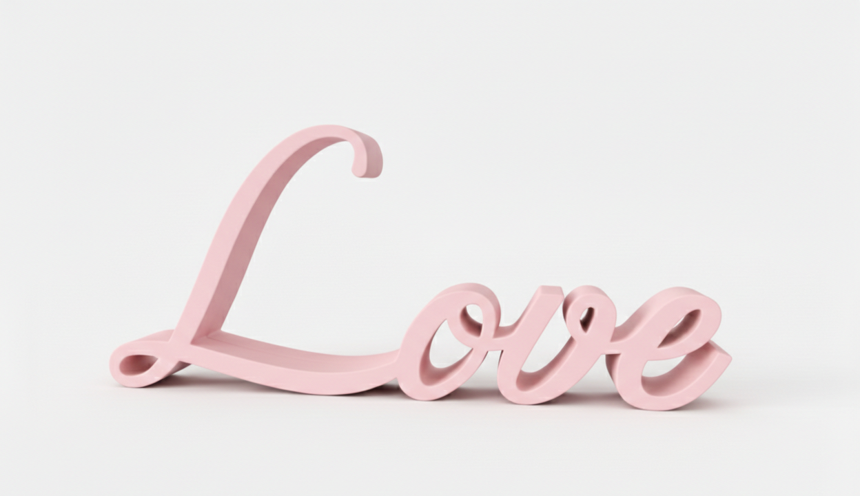 3D Printed Marble Love Sign - Frameless Minimalist Photo Frame & Home Decor