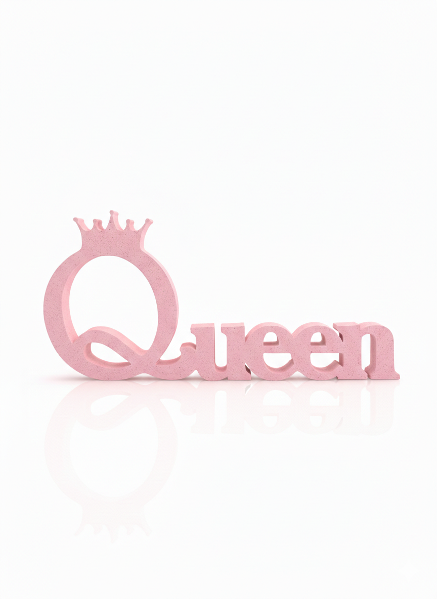 Frameless 3D Printed “Queen” Photo Frame with Crown, Multi-Color Desk Display Gift