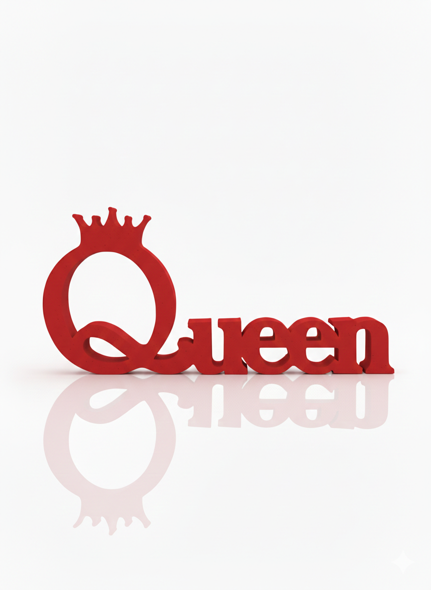 Frameless 3D Printed “Queen” Photo Frame with Crown, Multi-Color Desk Display Gift