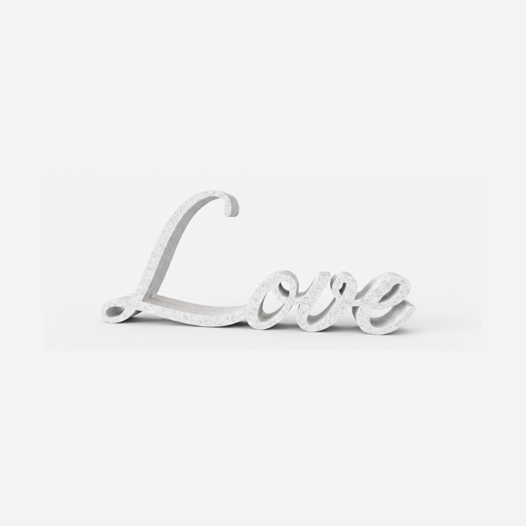 3D Printed Marble Love Sign - Frameless Minimalist Photo Frame & Home Decor